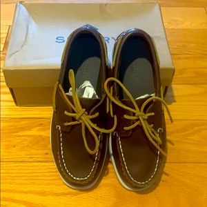 Sperry Brown Leather Top Siders Boys’ 2 1/2